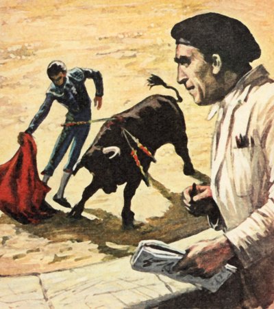 Pablo Picasso watching a bullfight by English School